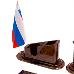 Настольный письменный набор с часами из природного камня обсидиана  Contract Extended варинант исполнения - 3 | Loft Concept в Тюмени