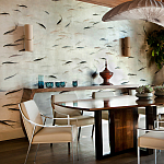 Обои ручная роспись Fishes Blue Pearl on Tarnished Silver gilded silk with pearlescent antiquing варинант исполнения - 4 | Loft Concept в Тюмени