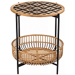 Круглый кофейный стол с плетеной столешницей и полкой Norberta Wicker Coffee Table варинант исполнения - 1 | Loft Concept в Тюмени