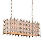 Люстра овальной формы с фактурным серебряным каркасом и тканевым абажуром Silver Honeycomb варинант исполнения - 1 | Loft Concept в Тюмени