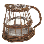 Кашпо стеклянное в плетёной корзине Mistress варинант исполнения - 1 | Loft Concept в Тюмени