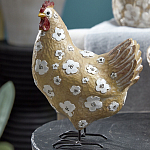 Статуэтка курица с белым цветочным узором и металлическими ножками Rustic Chicken варинант исполнения - 3 | Loft Concept в Тюмени