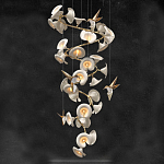 Люстра каскадная из белых цветов каллы и птичек Refined Taste of Light варинант исполнения - 1 | Loft Concept в Тюмени