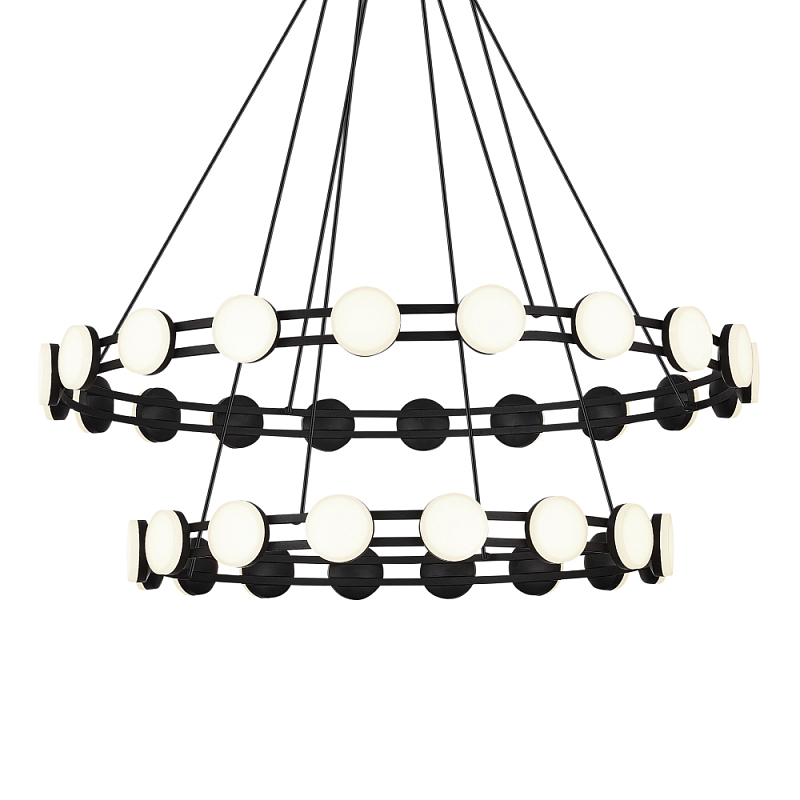 Люстра двухъярусная с круглыми светодиодными источниками света Maxine Light Черный Золотой Белый в Тюмени | Loft Concept 