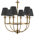 Люстра на металлическом основании бронзового цвета с 6-ю черными конусовидными абажурами Dignity варинант исполнения - 6 | Loft Concept в Тюмени