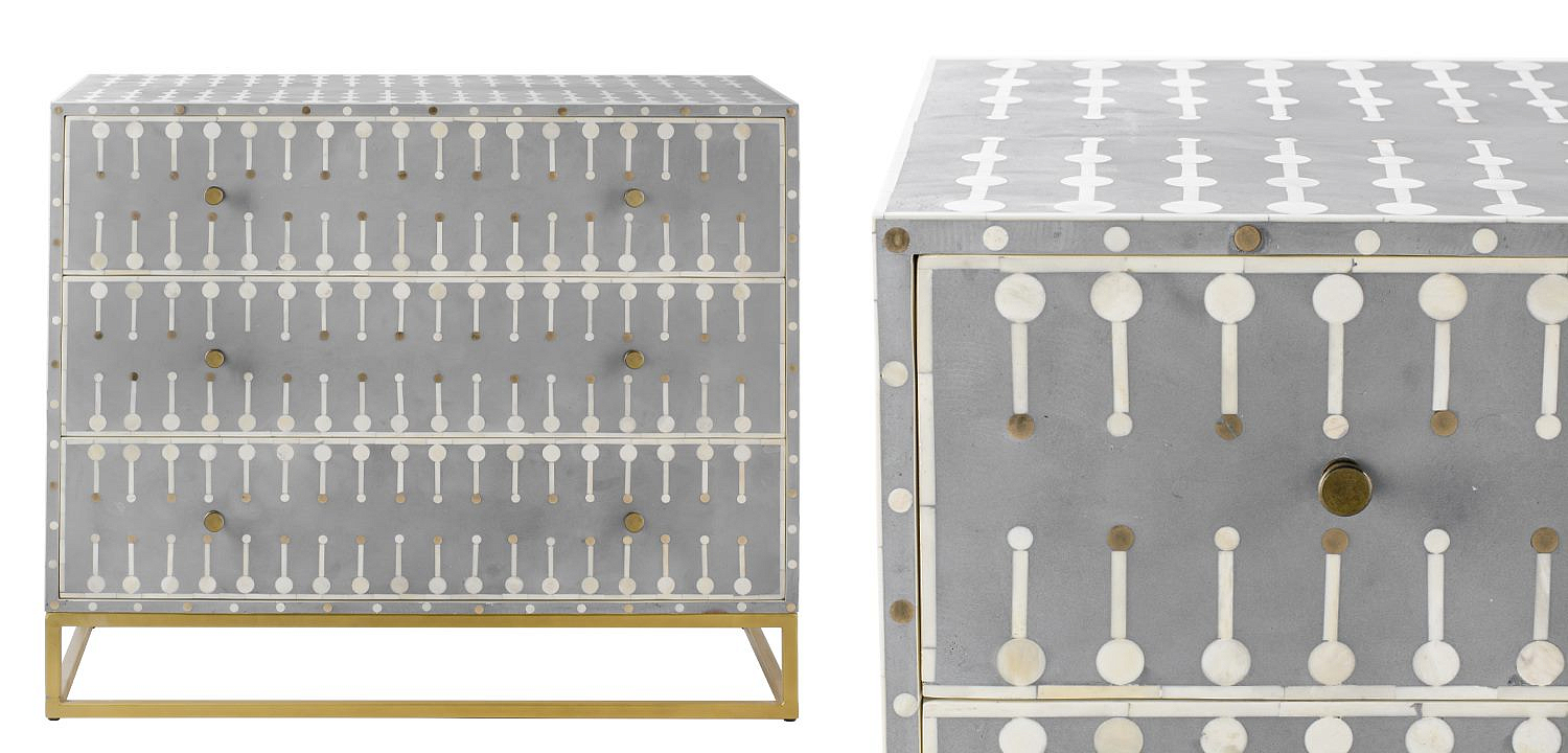 Комод серый кость BONE INLAY 3 DRAWER Комод серый кость BONE INLAY 3 DRAWER - Loft-Concept в Тюмени