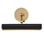 Светильник для картин цвет винтажная латунь с прямоугольным плафоном из кожи черного цвета Alora варинант исполнения - 3 | Loft Concept в Тюмени