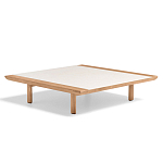 Дизайнерский кофейный стол из дерева с керамической столешницей уличный SWAY Coffee Table варинант исполнения - 6 | Loft Concept в Тюмени