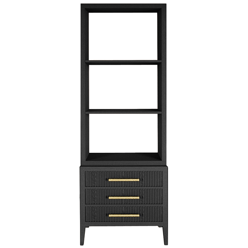 Этажерка Primo с ящиками шпон Черный дуб Черный Золотой в Тюмени | Loft Concept 