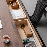 Кофейный стол из массива дерева с выдвижными ящиками Coffee Walnut Table варинант исполнения - 7 | Loft Concept в Тюмени