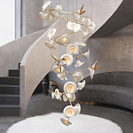 Люстра каскадная из белых цветов каллы и птичек Refined Taste of Light варинант исполнения - 4 | Loft Concept в Тюмени