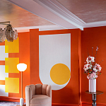 Обои ручная роспись Chez Nina by India Mahdavi Lantana colourway on Arancio dyed silk варинант исполнения - 5 | Loft Concept в Тюмени