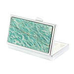 Таблетница карманная прямоугольная на 7 отделений с зеркалом и накладкой из натурального камня Амазонит Silver Stone Pillboxes варинант исполнения - 2 | Loft Concept в Тюмени