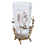 Ваза стеклянная прозрачная с бронзовым основанием в виде ветвей и фарфоровыми птичками Eden Garden варинант исполнения - 2 | Loft Concept в Тюмени