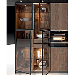 Комбинированный кухонный гарнитур сине-серого цвета с фасадом под дерево Benjamin Kitchen Set варинант исполнения - 3 | Loft Concept в Тюмени