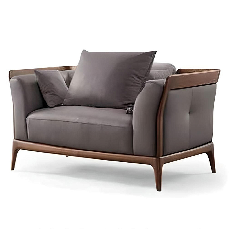 Кресло большое c каркасом из массива дерева Walnut Armchair Орех Кресло большое c каркасом из массива дерева Walnut Armchair Орех в Тюмени | Loft Concept