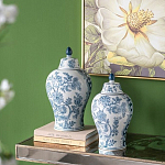 Ваза с крышкой и голубым цветочным рисунком на белом фоне Blue & White Ornament варинант исполнения - 6 | Loft Concept в Тюмени