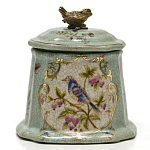 Шкатулка голубого цвета с рисунком и состаренным эффектом Eden Garden варинант исполнения - 1 | Loft Concept в Тюмени