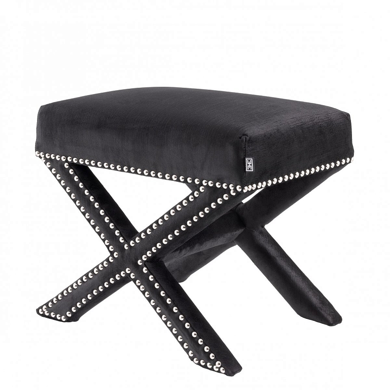 Оттоманка Eichholtz Stool Perugia Black Черный Никель Оттоманка Eichholtz Stool Perugia Black Черный Никель в Тюмени | Loft Concept