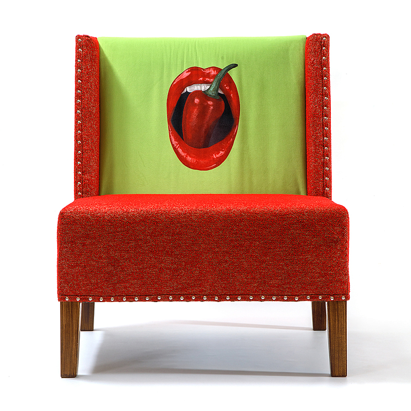 FUN Armchair "Chili Pepper" Red Дизайнерское кресло с цветным принтом Красный Зеленый в Тюмени | Loft Concept 