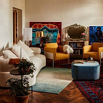 Трехместный диван с обивкой букле молочного цвета Leonois Boucle Sofa варинант исполнения - 5 | Loft Concept в Тюмени