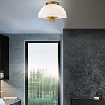 Подвесной светильник золотого цвета с полусферическим опаловым плафоном и декоративным элементом Elstead Lighting варинант исполнения - 9 | Loft Concept в Тюмени