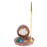 Часы настольные с шариковой металлической ручкой из натурального камня Stone Clock варинант исполнения - 4 | Loft Concept в Тюмени