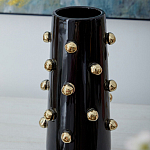 Ваза черная цилиндрическая с глянцевым покрытием и золотыми декоративными элементами Molecule Collection варинант исполнения - 2 | Loft Concept в Тюмени