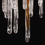 Люстра линейная золотого цвета с декоративными ветвями и длинными стеклянными подвесками в форме сосулек Droplet Chandelier варинант исполнения - 9 | Loft Concept в Тюмени