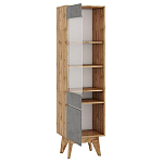 Шкаф-витрина с фасадом цвета серый бетон и стеклянной дверкой Grace of Furniture варинант исполнения - 2 | Loft Concept в Тюмени