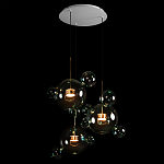 Люстра подвесная с прозрачными бирюзовыми стеклянными шарами и круглым основанием 3 лампы Giopato & Coombes варинант исполнения - 4 | Loft Concept в Тюмени