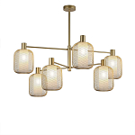 Люстра потолочная с абажурами из металлической сетки Loft Grid Pendant Gold варинант исполнения - 1 | Loft Concept в Тюмени
