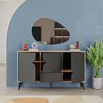 Комод цвета древесины с 3-мя дверцами и выдвижным ящиком темно-серого цвета SPARK CONSOLE OAK ANTHRACITE варинант исполнения - 2 | Loft Concept в Тюмени