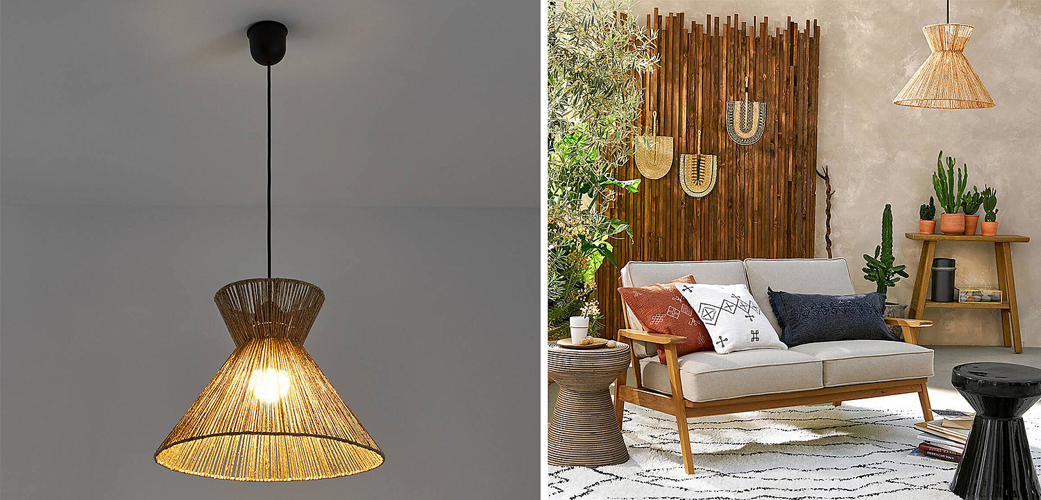 Подвесной светильник Signe Wicker Hemp Beige Horn Подвесной светильник Signe Wicker Hemp Beige Horn - Loft-Concept в Тюмени