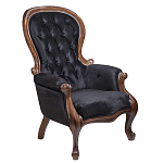 Кресло с мягкой обивкой из черного велюра на 4-х деревянных ножках Evelyn Classical Armchair варинант исполнения - 1 | Loft Concept в Тюмени