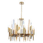 Люстра с вертикальными стеклянными элементами и металлическим каркасом цвета Латунь Vertical Glass варинант исполнения - 1 | Loft Concept в Тюмени