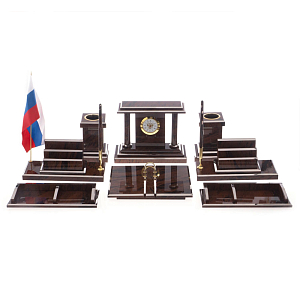 Настольный письменный набор из природного камня обсидиана Team leader