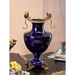 Ваза темно-синего цвета из фарфора с бронзовыми стрекозами Eden Garden porcelain and bronze варинант исполнения - 3 | Loft Concept в Тюмени