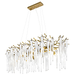 Люстра подвесная прямоугольная с бронзовыми акцентами и прозрачными стеклянными каплями Droplet Chandelier варинант исполнения - 3 | Loft Concept в Тюмени