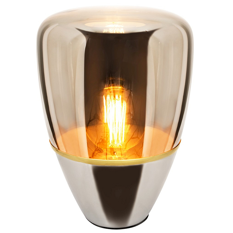 Настольный светильник со стеклянным плафоном коньячного цвета Carmella Globe Brown Glass Table Lamp Коричневый Хром в Тюмени | Loft Concept 