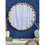 Зеркало круглое в фактурной золотистой раме из металла Mirror Golden Placer варинант исполнения - 3 | Loft Concept в Тюмени