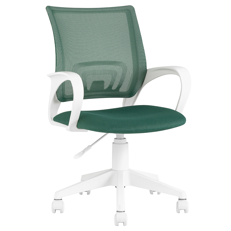 Офисное кресло с основанием из белого пластика Desk chairs Green Зеленый Белый Офисное кресло с основанием из белого пластика Desk chairs Green Зеленый Белый в Тюмени | Loft Concept