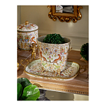 Кашпо с растительным и животным орнаментом на бронзовых ножках Turquoise Blooming Garden варинант исполнения - 6 | Loft Concept в Тюмени