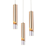 Подвесной светильник Metal Acrylic Tube Trio Gold Hanging Lamp варинант исполнения - 1 | Loft Concept в Тюмени