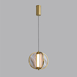 Подвесной светильник с круглым плафоном из искусственного алебастра в бронзовой оправе Marbella варинант исполнения - 4 | Loft Concept в Тюмени