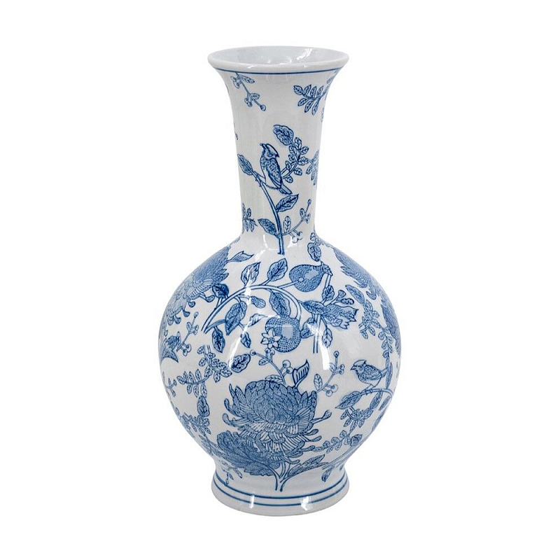 Ваза фарфоровая с синими цветочными мотивами Independence Голубой Белый в Тюмени | Loft Concept 