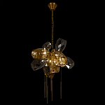 Люстра подвесная со стеклянными плафонами из дымчатого и золотистого с шестью вертикальными подвесками Gilded Mirage  варинант исполнения - 6 | Loft Concept в Тюмени