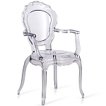 Прозрачный стул с подлокотниками LOUIS GHOST CHAIR Grey варинант исполнения - 1 | Loft Concept в Тюмени