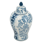 Ваза с крышкой и голубым цветочным рисунком на белом фоне Blue & White Ornament варинант исполнения - 1 | Loft Concept в Тюмени