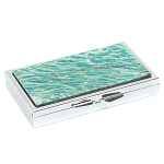 Таблетница карманная прямоугольная на 7 отделений с зеркалом и накладкой из натурального камня Амазонит Silver Stone Pillboxes варинант исполнения - 1 | Loft Concept в Тюмени